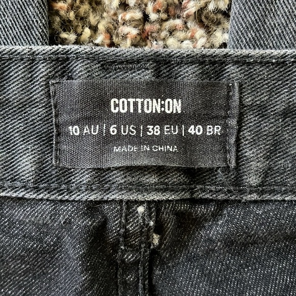 Cotton On Black Long Straight Leg Denim Distressed Jeans, Size 6, Pants Cotton - Picture 13 of 16